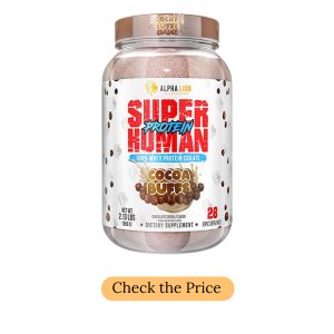 ALPHA LION Superhuman Whey Protein Powder, Great Tasting Pure Whey Protein Isolate, Low Carb, Low Sugar, No Bloat Post Workout, Muscle Recovery & Growth (28 Servings, Cocoa Buffs)
